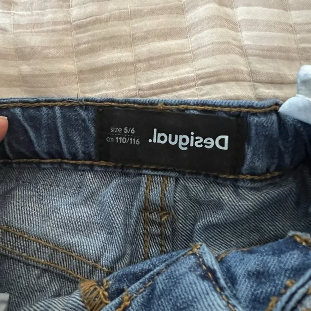 Boys Desigual Jeans sz 5/6‎ EU 110/116 Adjustable Waist Tiger Print Straight Leg